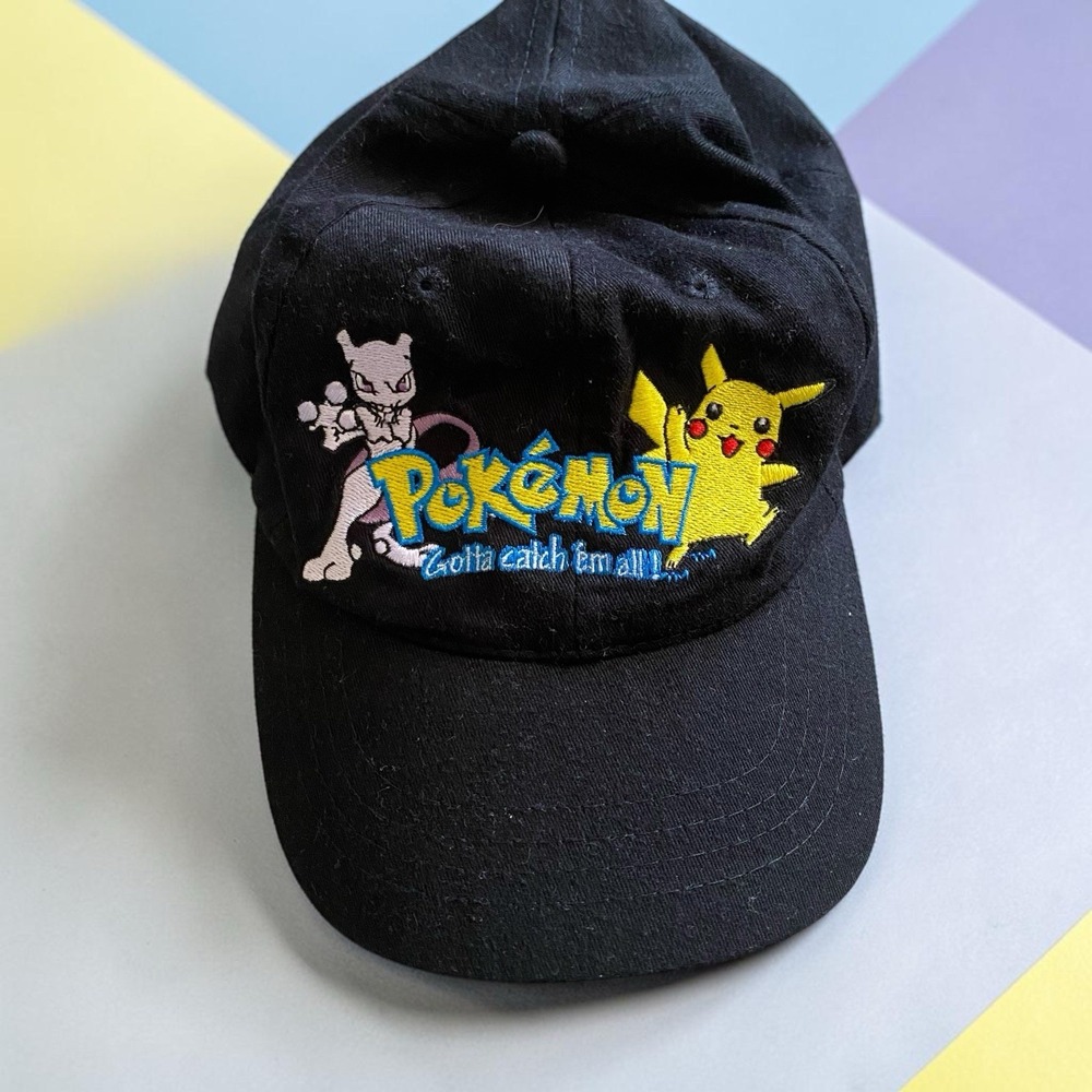 Vintage Pokemon Hat Gotta Catch Em All Pikachu MewTwo Embroidered